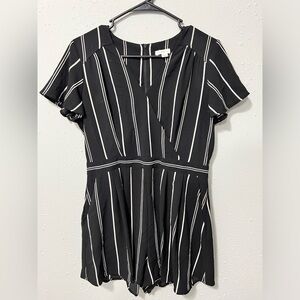 Xhilaration Black Romper with White Stripes
